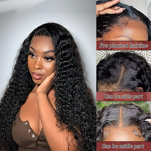 22 inch Water Wave Wigs, Jungle Wave Lace Front Brazilian Curly Hair Wigs for Black Women