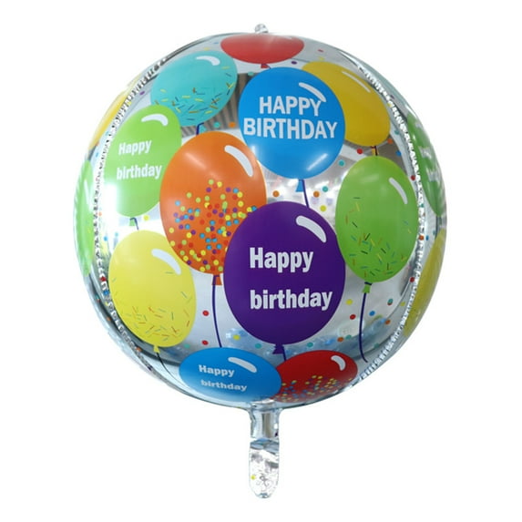 22 inch printing 4D ball happy birthday aluminum film balloon party decoration birthday theme aluminum film balloon - silvery