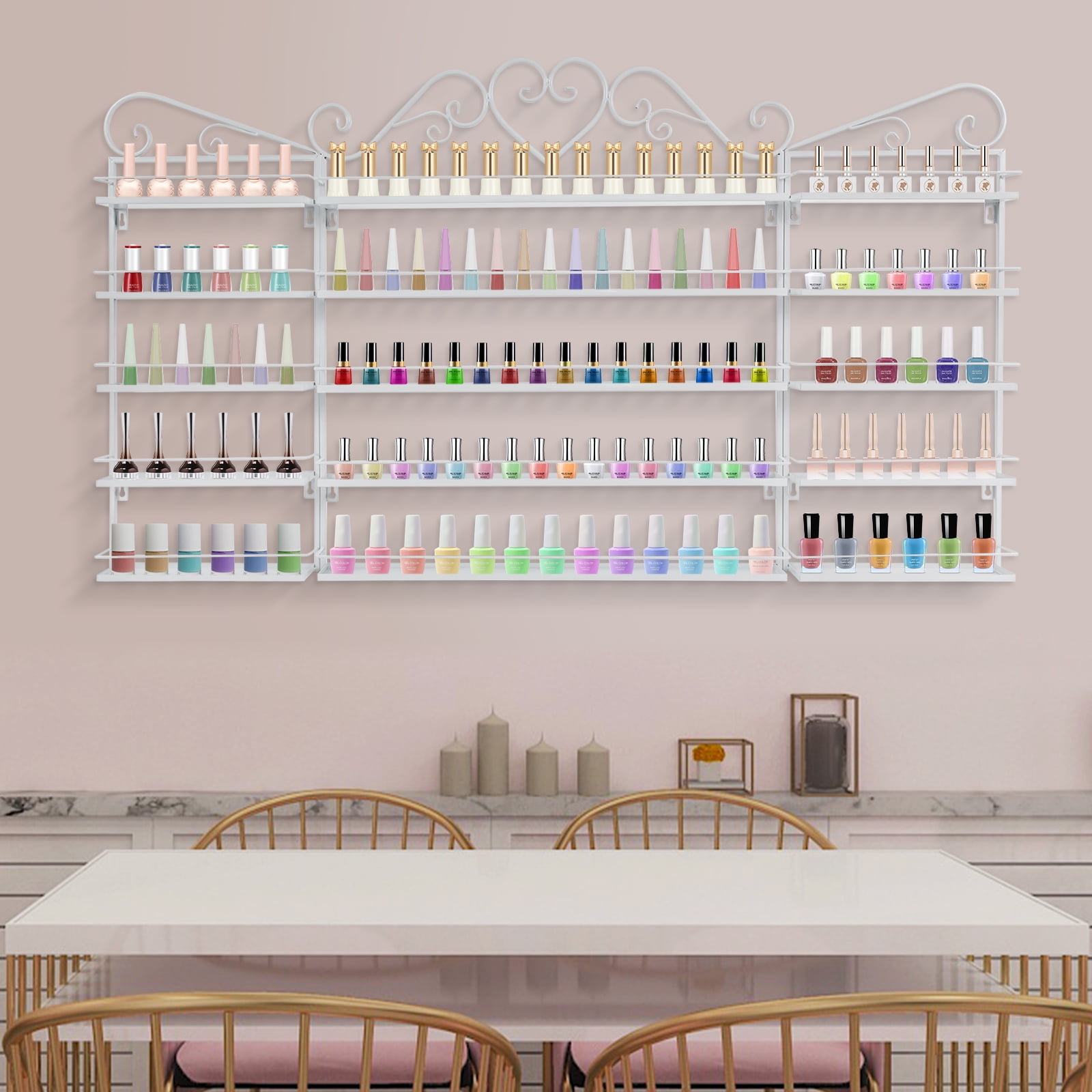 22 lbs Capacity White 5-Tier Wall Mounted Nail Polish Rack Set of 3 ...