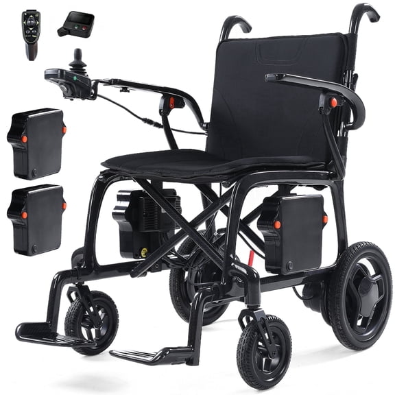 22 lbs Lightweight Carbon Fiber Electric Wheelchair with Remote Control, Dual Batteries & Rear Controls, 29 Miles Range Foldable for Adults, Airline Approved