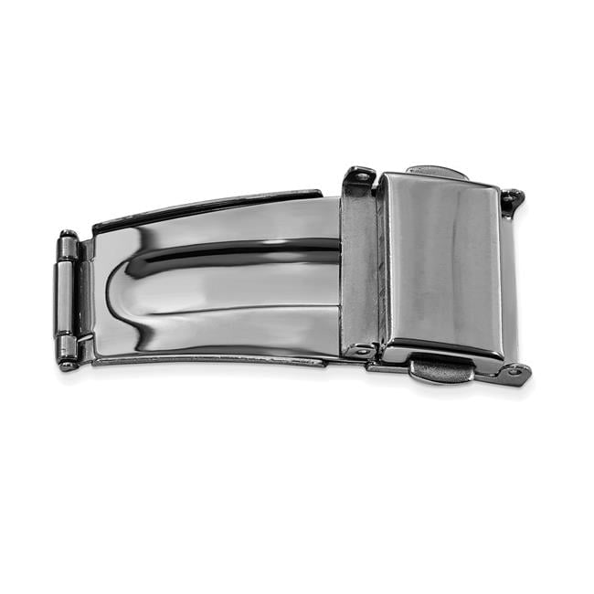 22 mm Black Stainless Steel Double Press Tri-fold Deployment Clasp