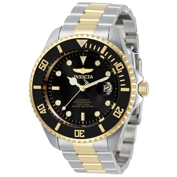 22 mm Mens Pro Diver Automatic 3 Hand Black Dial Watch