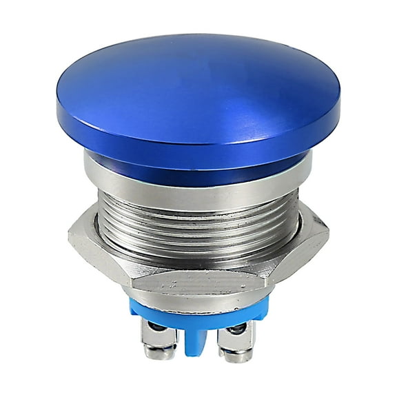 22 mm Momentary Push Button Switch Metal Head Round Start Button AC/DC 12V-250V Blue