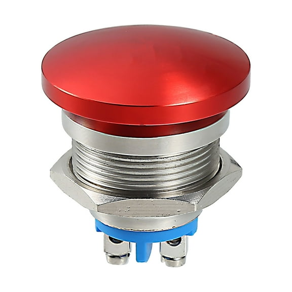 22 mm Momentary Push Button Switch Metal Head Round Start Button AC/DC 12V-250V Red