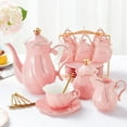thumbnail image 1 of 22 pcs White Porcelain Tea Set for 6, Luxury British Style Tea/Coffee Cup Set with Golden Trim, Beautiful Tea Set for Women, Tea Party Set, Gift Package (With a Stand), 1 of 10