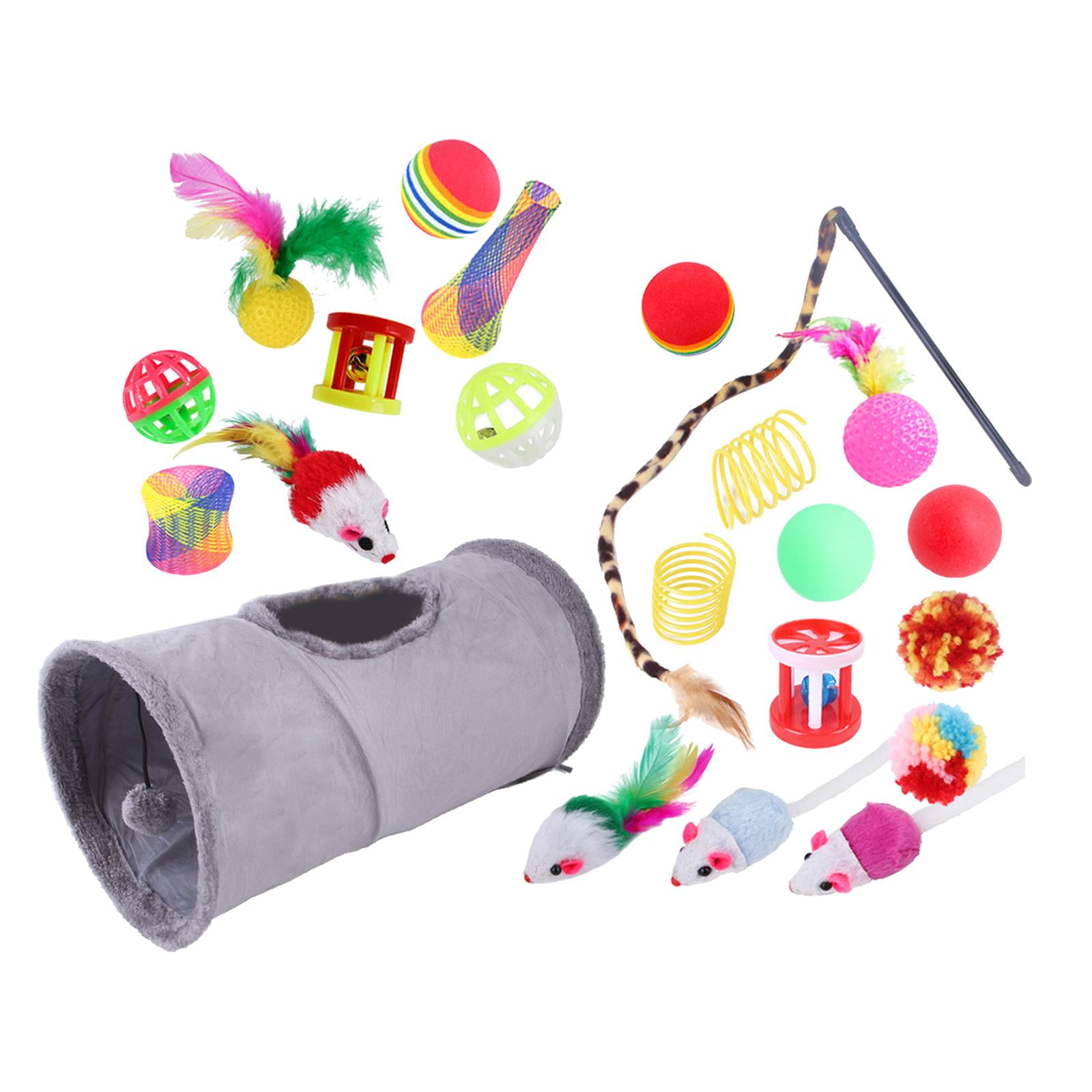 22 piece Cat Toys Kitten Toys Assortments Tunnel Mice Interactive ...