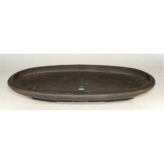 22 x 12.75 x 2 in. OD 20.75 x 11.5 x 1.5 in. ID Oval Mica Forest Pot, Brown