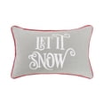 thumbnail image 1 of "Let It Snow" Christmas Cotton Blend Printed Gray Accent Throw Pillow 14" x 22", 1 of 4
