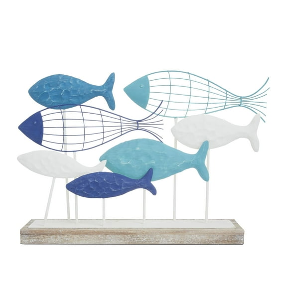 22" x 15" Blue Metal Fish Sculpture, by DecMode