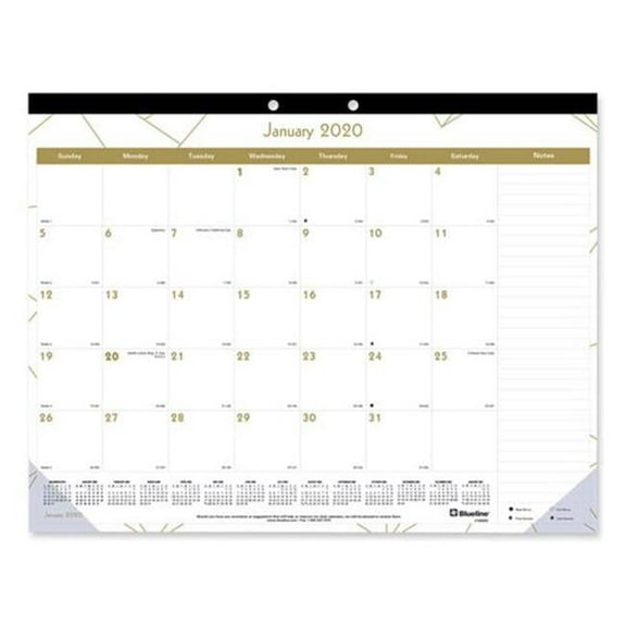 22 x 17 in. Gold Collection Monthly Desk Pad Calendar, Black Binding & Clear Corners - 12-Month