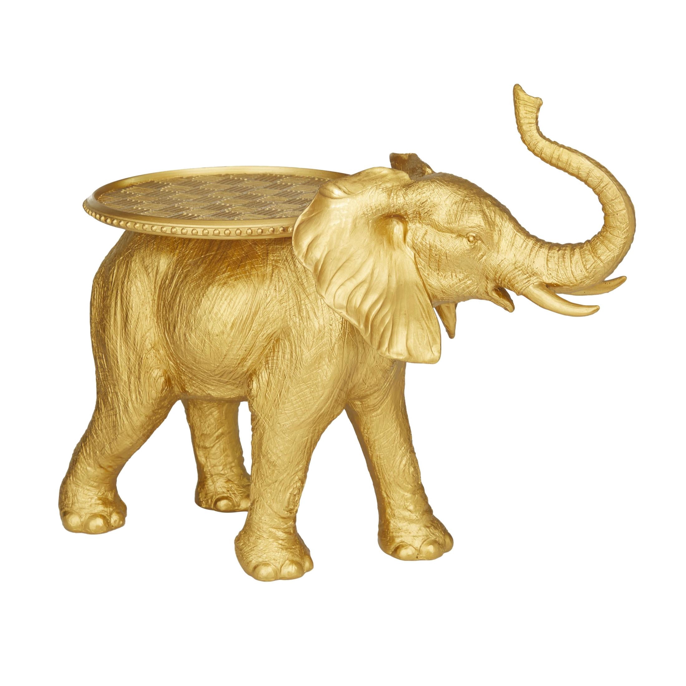 22" x 18" Gold Polyresin Elephant Sculpture, by DecMode