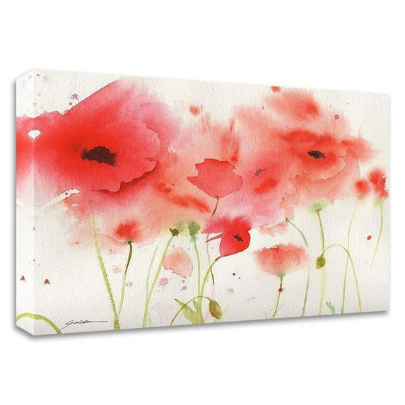22" x 18" Red Poppies by Sheila Golden - Wall Art Print on Canvas Fabric White