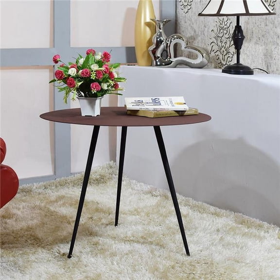 22 x 18 in. Handmade Iron Round Tray Side Table, Rust