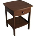 thumbnail image 1 of 22 x 18 x 18-Inch Wood Curved End Table/Night Stand With One Drawer, Brown, 1 of 5