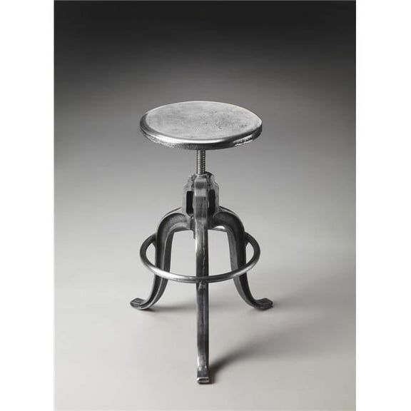 22 x 19 x 16.5 in. Glossy Iron Silver Revolving Bar Stool