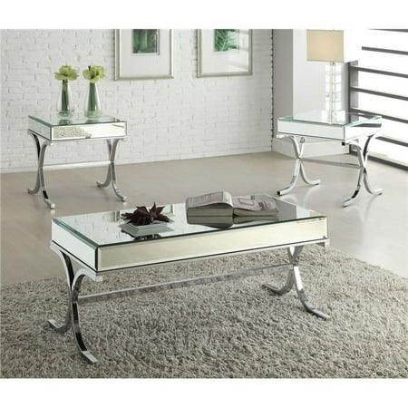 22 x 21 x 21 in. Mirrored Top Tube End Table - Chrome