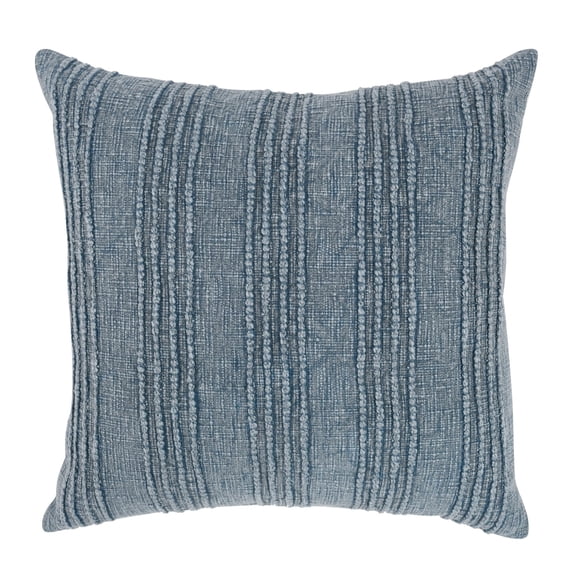 22 x 22 Accent Throw Pillow, Down, Textured Woven Striped Design, Blue