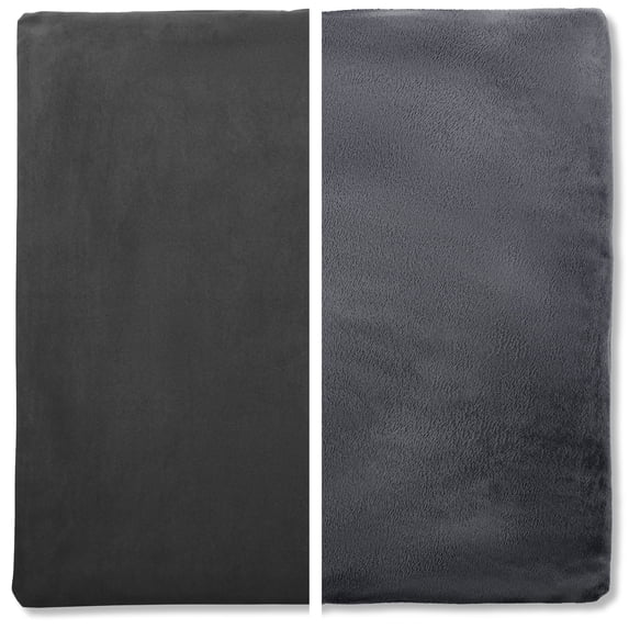 22" x 22" Cover Only Throw Pillowcase Reversible - Iron Grey: 2 PCS / 4 Sided. Luxurious, Microsuede/Microplush Fabric - Softest / High Thread Count - Washable - Outstanding Beauty & Comfy