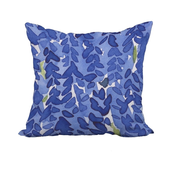 22 x 22 Inch Flower Bell Blue Floral Print Decorative Polyester Throw Pillow with Linen Texture