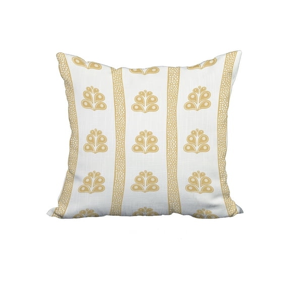 22 x 22 Inch Gold Geometric Print Decorative Polyester Throw Pillow with a Linen Texture