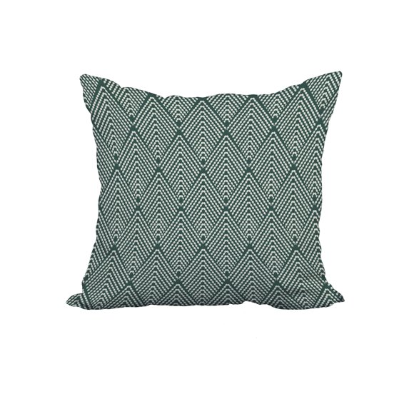 22 x 22 Inch Green Geometric Print Decorative Polyester Throw Pillow with a Linen Texture