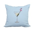 thumbnail image 1 of 22 x 22 Inch Martini Glass Flamingo Pale Blue Geometric Print Decorative Polyester Throw Pillow with Linen Texture, 1 of 1