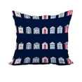 thumbnail image 1 of 22 x 22 Inch Multi Beach Hut Navy Stripe Print Decorative Polyester Throw Pillow with Linen Texture, 1 of 1