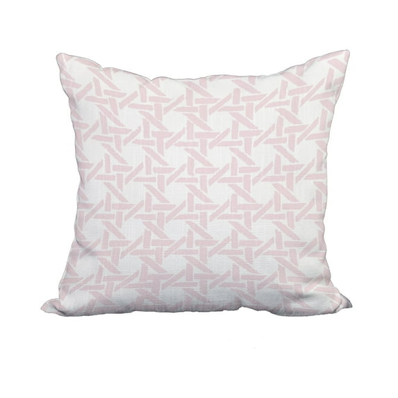 22 x 22 Inch Rattan Geometric Pink Geometric Print Decorative Polyester Throw Pillow with Linen Texture
