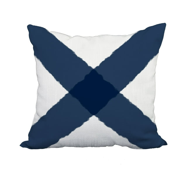 22 x 22 Inch X Marks the Spot Navy Geometric Print Decorative Polyester Throw Pillow with Linen Texture