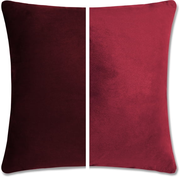 22" x 22" Throw Pillow - AZ Maroon: 2 PCS / 4 Sided. Luxurious Premium Memory Foam Pillow with Reversible Cover Microsuede/Microplush Fabric. Forever Fluffy, Beautiful & Supportive. Soft & Comfy.