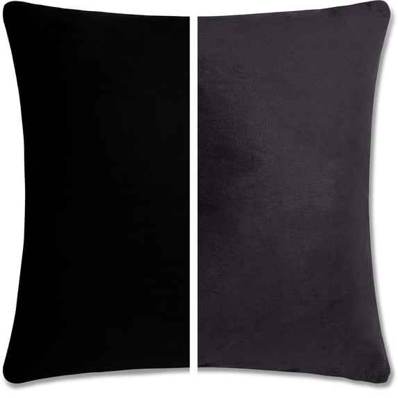 22" x 22" Throw Pillow - Stable Black 2 PCS / 4 Sided. Luxurious Premium Down Alternative Fill w/ Reversible Cover Microsuede/Microplush Fabric. Forever Fluffy, Beautiful & Supportive. Soft & Comfy