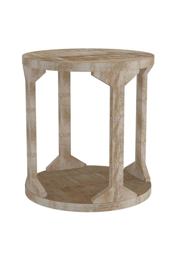 22 x 22 in. Avni Round Accent Table in Distressed Natural