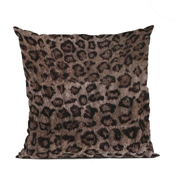 22 x 22 in. Leopard Animal Faux Fur Luxury Throw Pillow, Brown