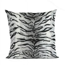 22 x 22 in. Zebra Animal Faux Fur Luxury Throw Pillow, Black & White
