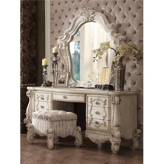 22 x 22 x 19 in. Fabric Vanity Stool, Ivory