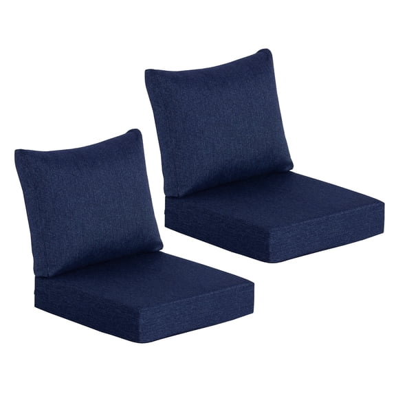 Goodgoods 22" x 24" Indoor & Outdoor Deep Seat Chair Cushions Set of 2, Water & Fade Resistant, Indigo