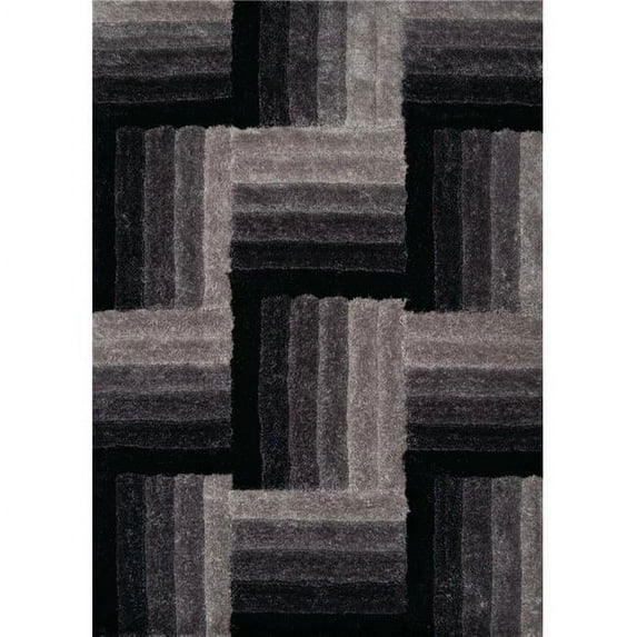 22" x 26" Black Polyester Accent Rug