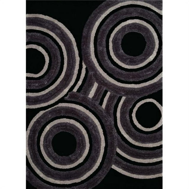 22" x 26" x 1.2" Black Polyester Accent Rug