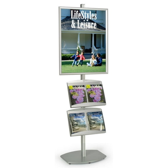 22 x 28-Inch Aluminum Poster Stand And Powder Coated Steel Literature Rack, Free-Standing, Snap-Open Frame Design (AP22282LH)