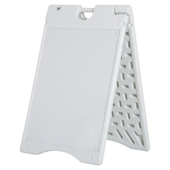 22 x 28" Plastic Folding A-Frame Sandwich Board Sidewalk Sign with Weighted & Weatherproof Design, White