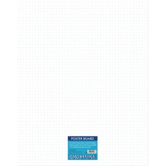 22 x 28 in. Ghostline Grid Poster Board, White