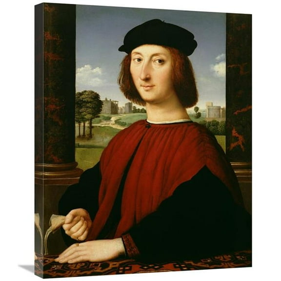 22 x 28 in. Portrait of a Young Man in Red Art Print - Circle of Raphael - Raffaello Sanzio