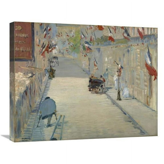 22 x 28 in. The Rue Mosnier with Flags Art Print - Edouard Manet
