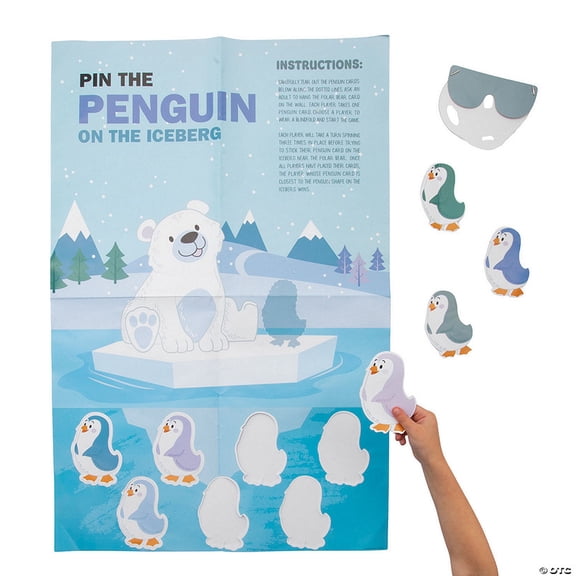 22" x 33 1/2" Arctic Wonderland Pin the Penguin on the Iceberg Game 2 Pieces