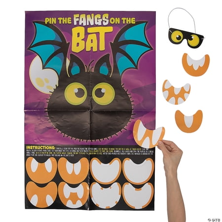 22" x 33 1/2" Halloween Pin the Fangs on the Bat Game – 2 Pieces