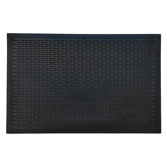 22 x 34 in. Rubber Ridge Scraper Rectangular Doormat, Black
