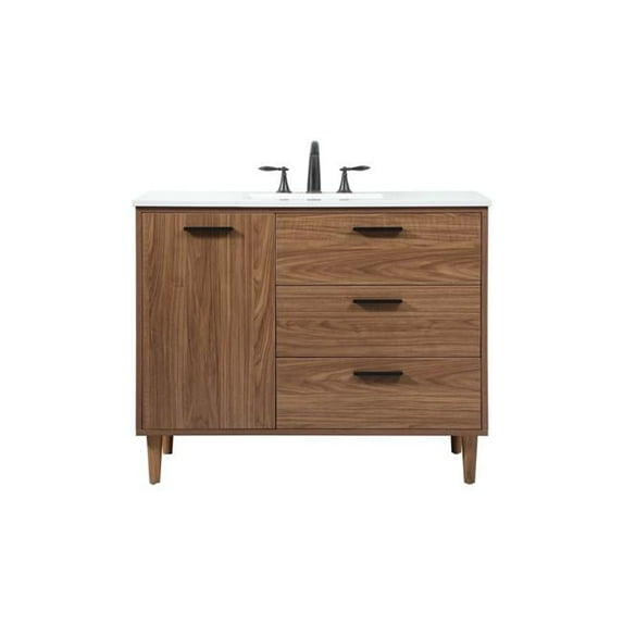 22 x 34 x 42 in. Single Bathroom Vanity, Walnut Brown