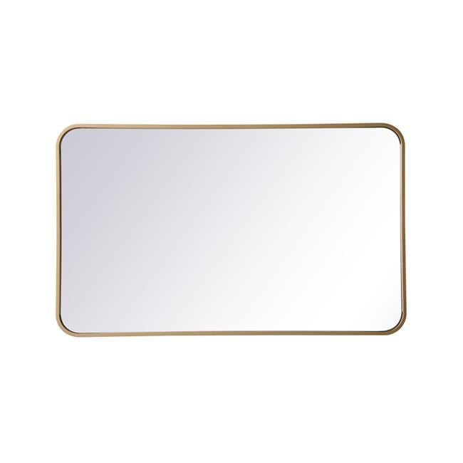 Contemporary Gold Brass Finish Rectangular Wood Vanity Mirror 22x36"