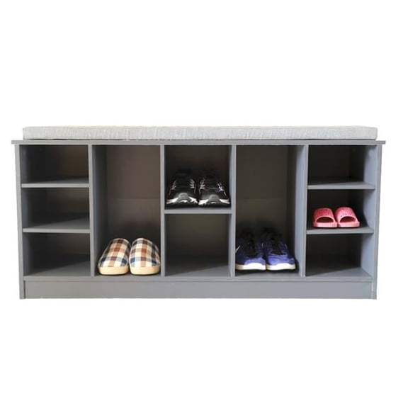 22 x 47.25 x 12 in. Wooden Shoe Cubicle Storage Entryway Bench with Soft Cushion for Seating