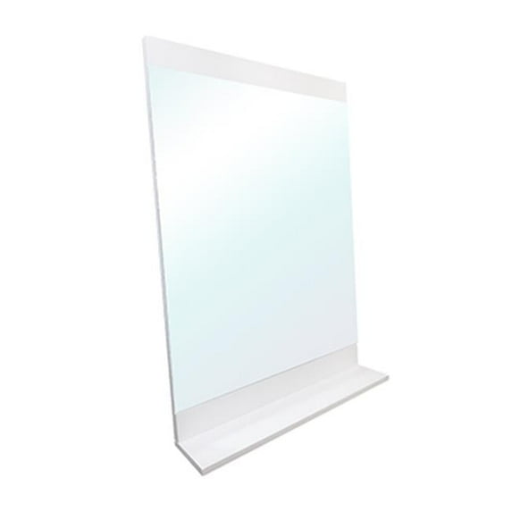 22 x 5 x 32 in. Solid Wood Frame Mirror with Attached Bottom Shelf - White